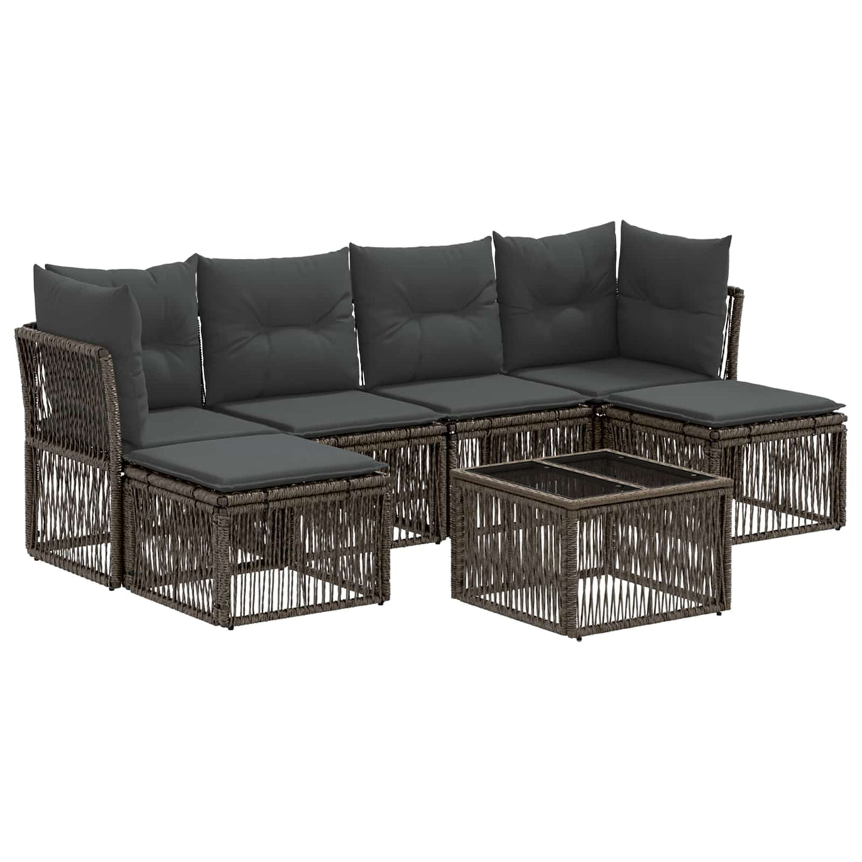 vidaXL Garden Dining Set 7 pcs Black Poly Rattan