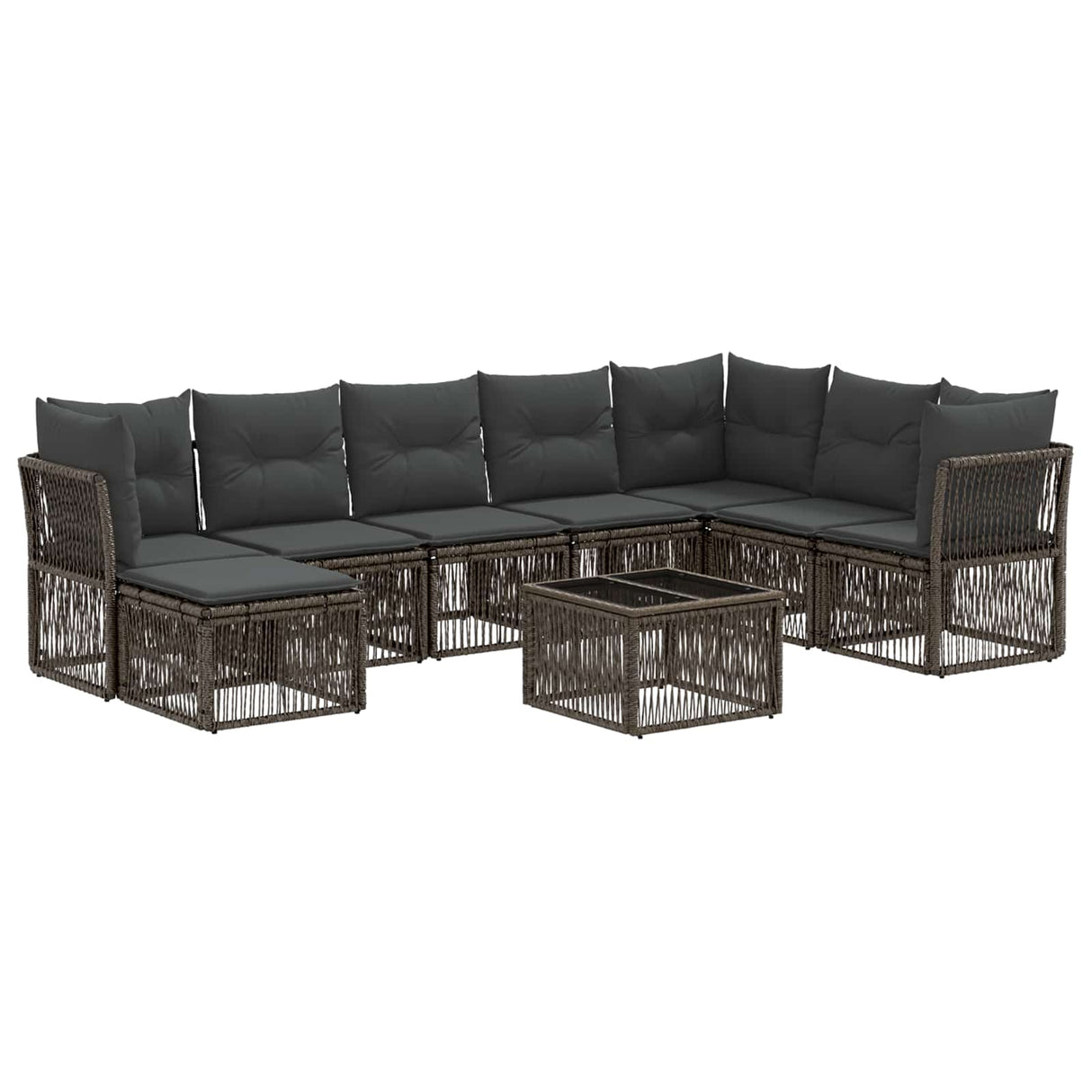 vidaXL Tuinbank Set 9 pcs Zwart poly rattan