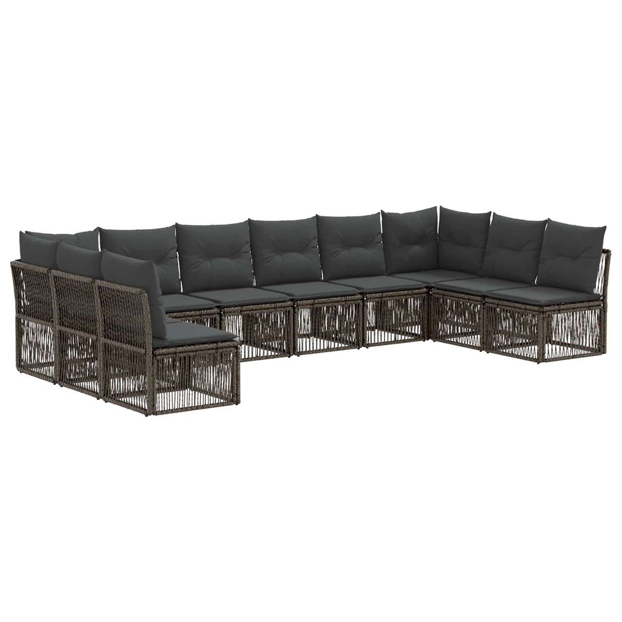 vidaXL Tuinbank Set 11 pcs Zwart poly rattan