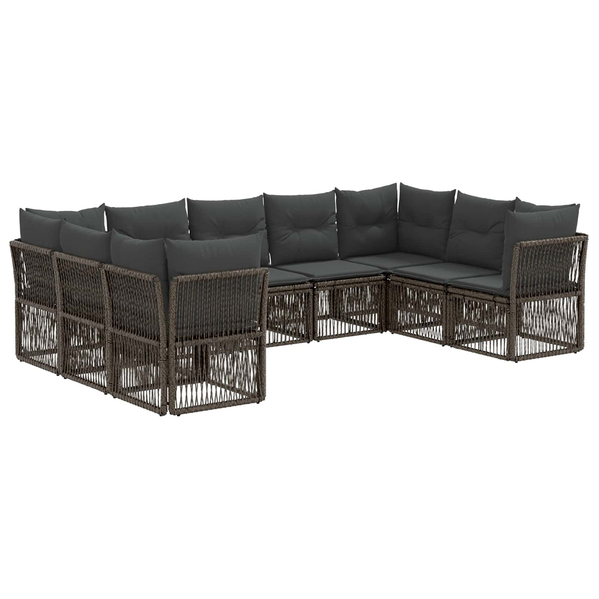 vidaXL Garden Bench Set 10 pcs Black poly rattan