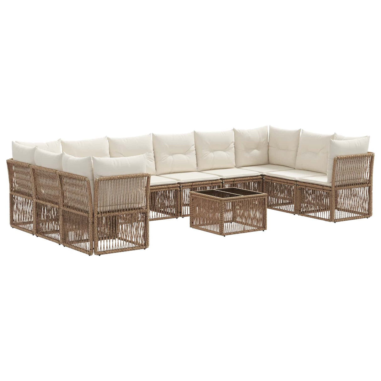 vidaXL Tuinbank Set 11 pcs Zwart poly rattan