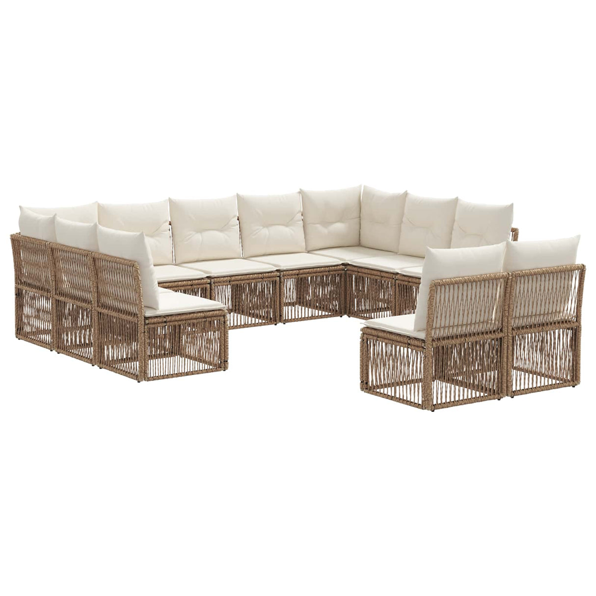 vidaXL Tuinbank Set 12 pcs Zwart poly rattan