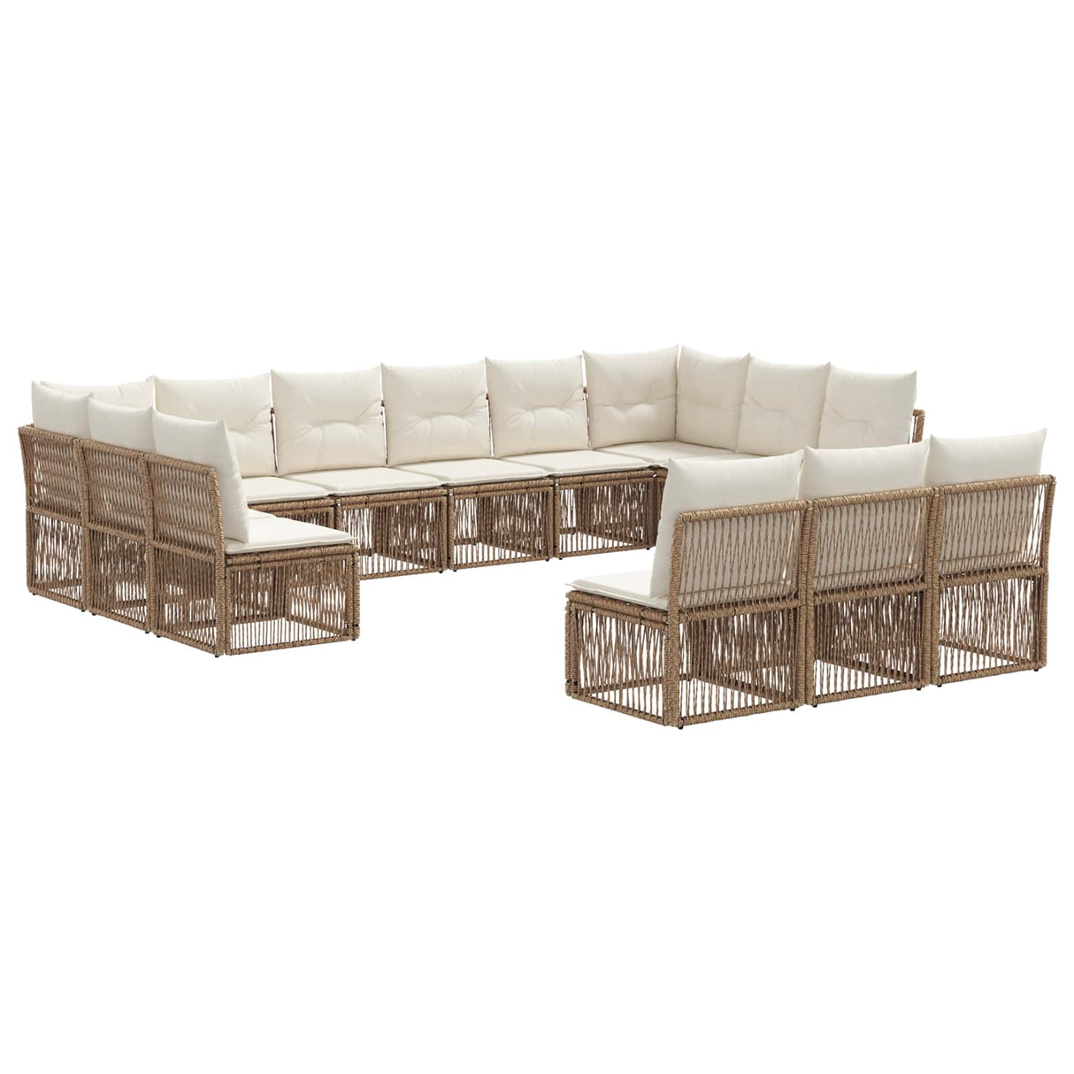 vidaXL Tuinbank Set 14 pcs Zwart poly rattan