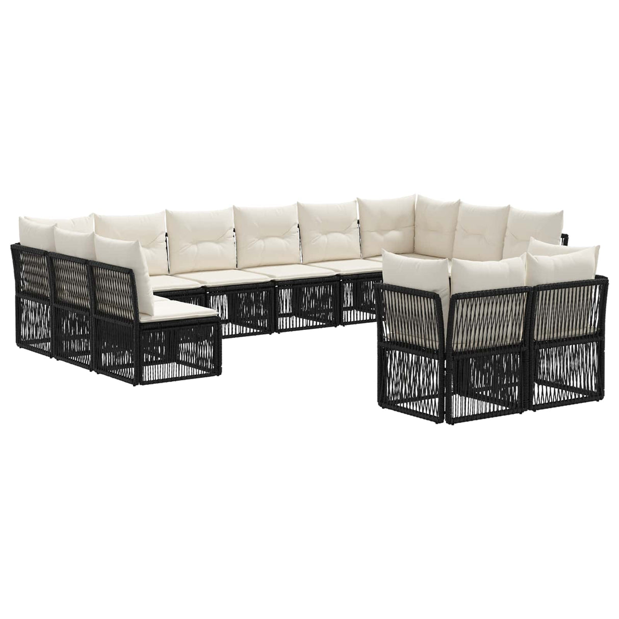 vidaXL Garden Sofa Set 13 pcs Black poly rattan