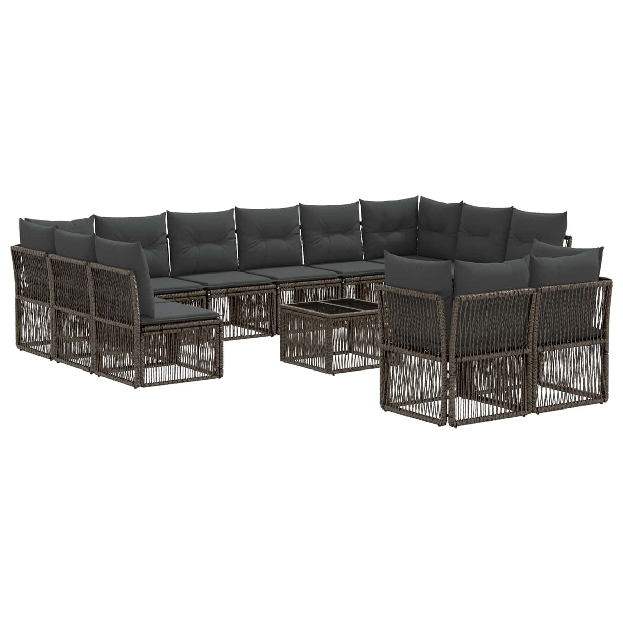 vidaXL Garden Sofa Set 13 pcs Black poly rattan