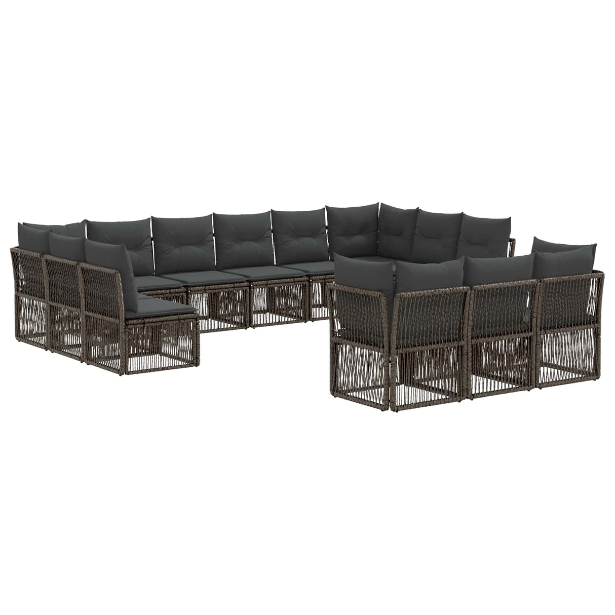 vidaXL Tuinbank Set 14 pcs Grijs poly rattan