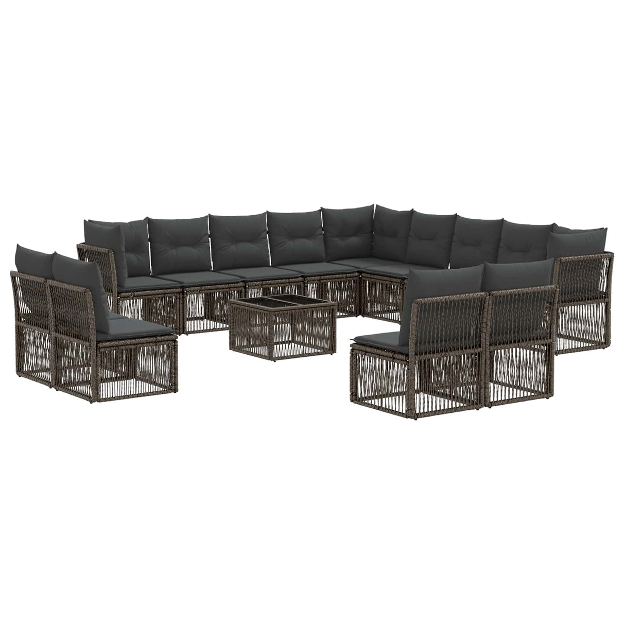 vidaXL Tuinbank Set 14 pcs Zwart poly rattan