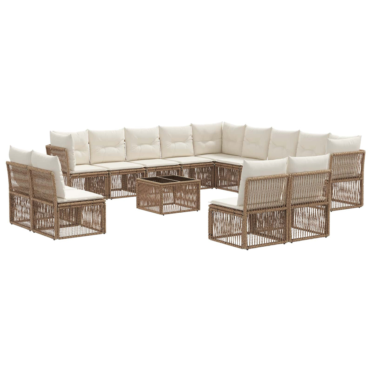 vidaXL Tuinbank Set 14 pcs Zwart poly rattan