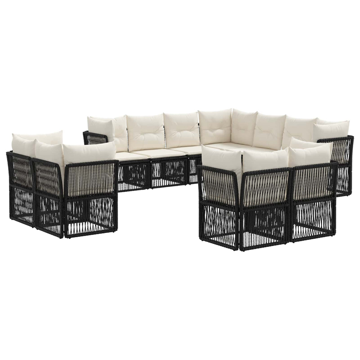 vidaXL Garden Sofa Set 12 pcs Black poly rattan