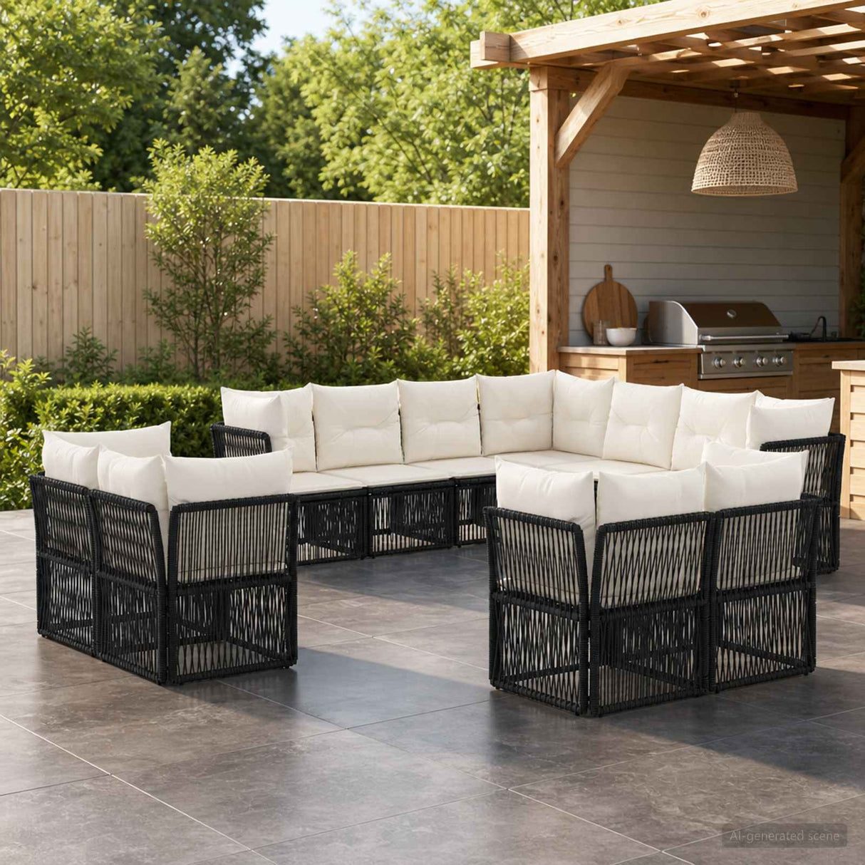 vidaXL Garden Sofa Set 12 pcs Black poly rattan
