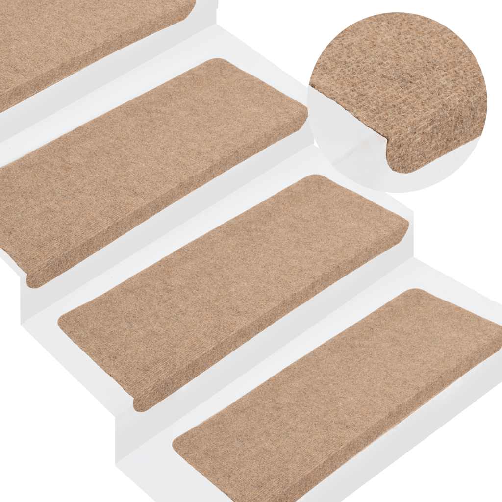 vidaXL Self-adhesive Stair Mats 15 pcs 56x17x3 cm beige