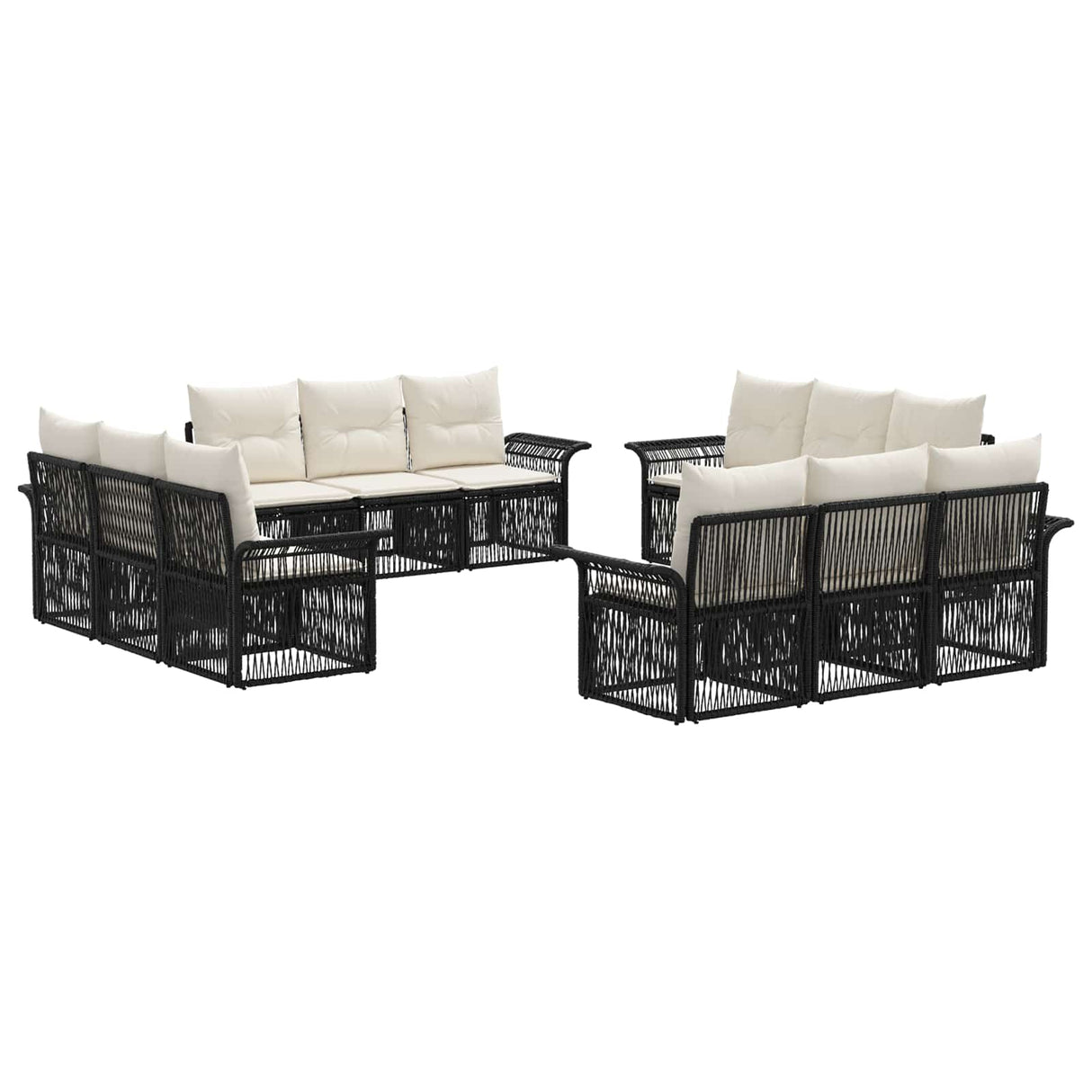 vidaXL Garden Sofa Set 13 pcs Black poly rattan