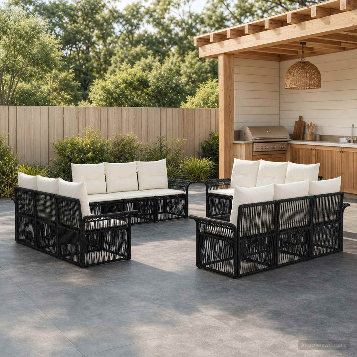 vidaXL Garden Sofa Set 13 pcs Black poly rattan