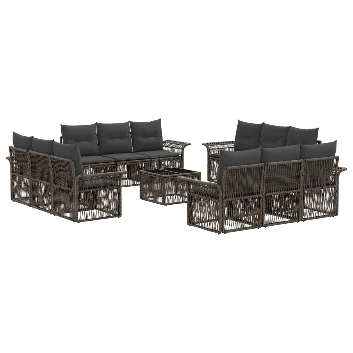 vidaXL Garden Sofa Set 13 pcs Black poly rattan