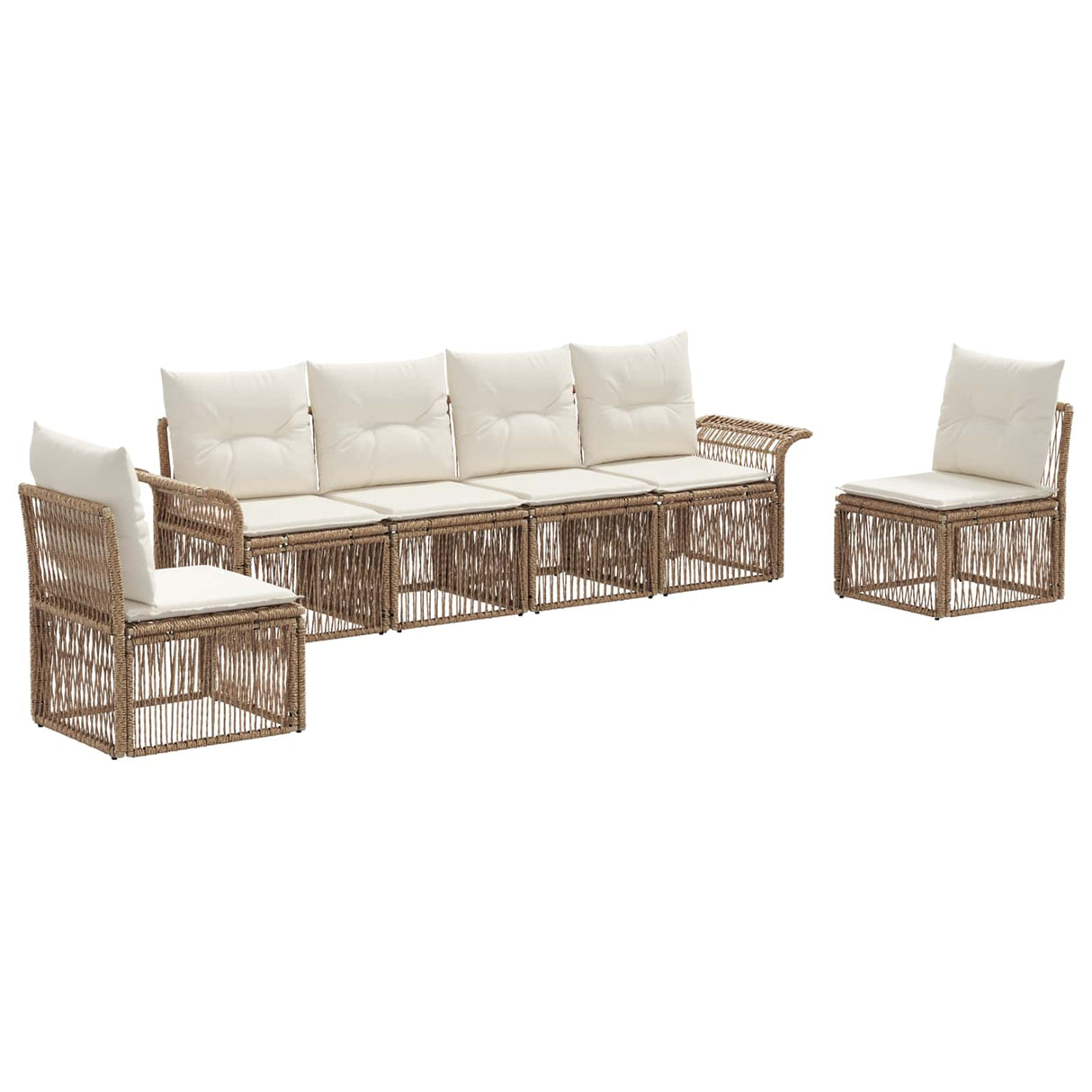 vidaXL Garden Sofa Set 7 pcs Black poly rattan