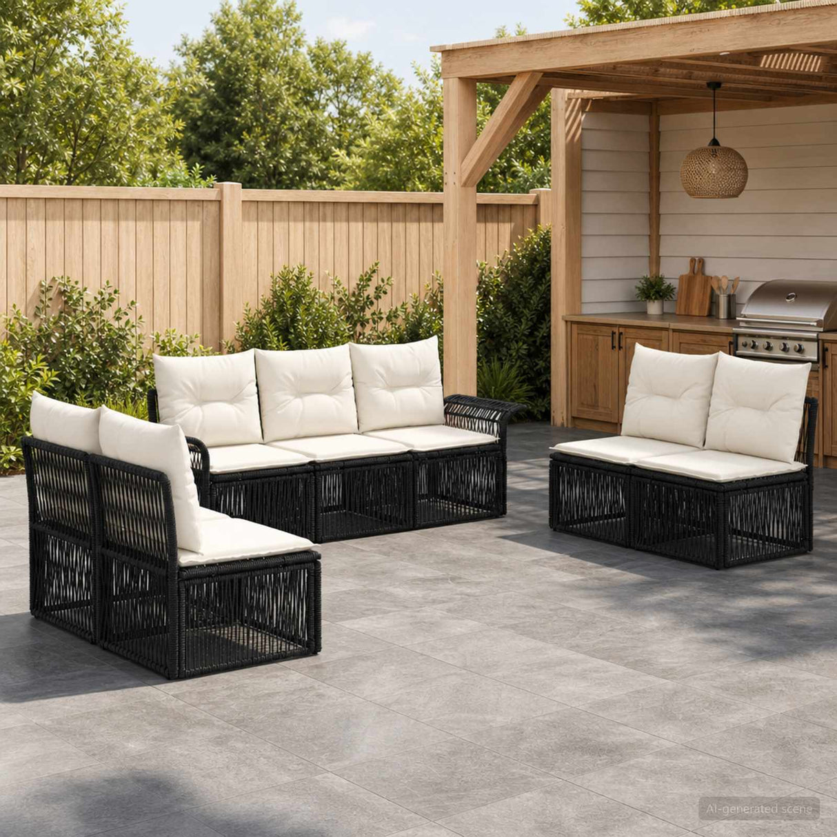 vidaXL Garden Sofa Set 8 pcs Black poly rattan