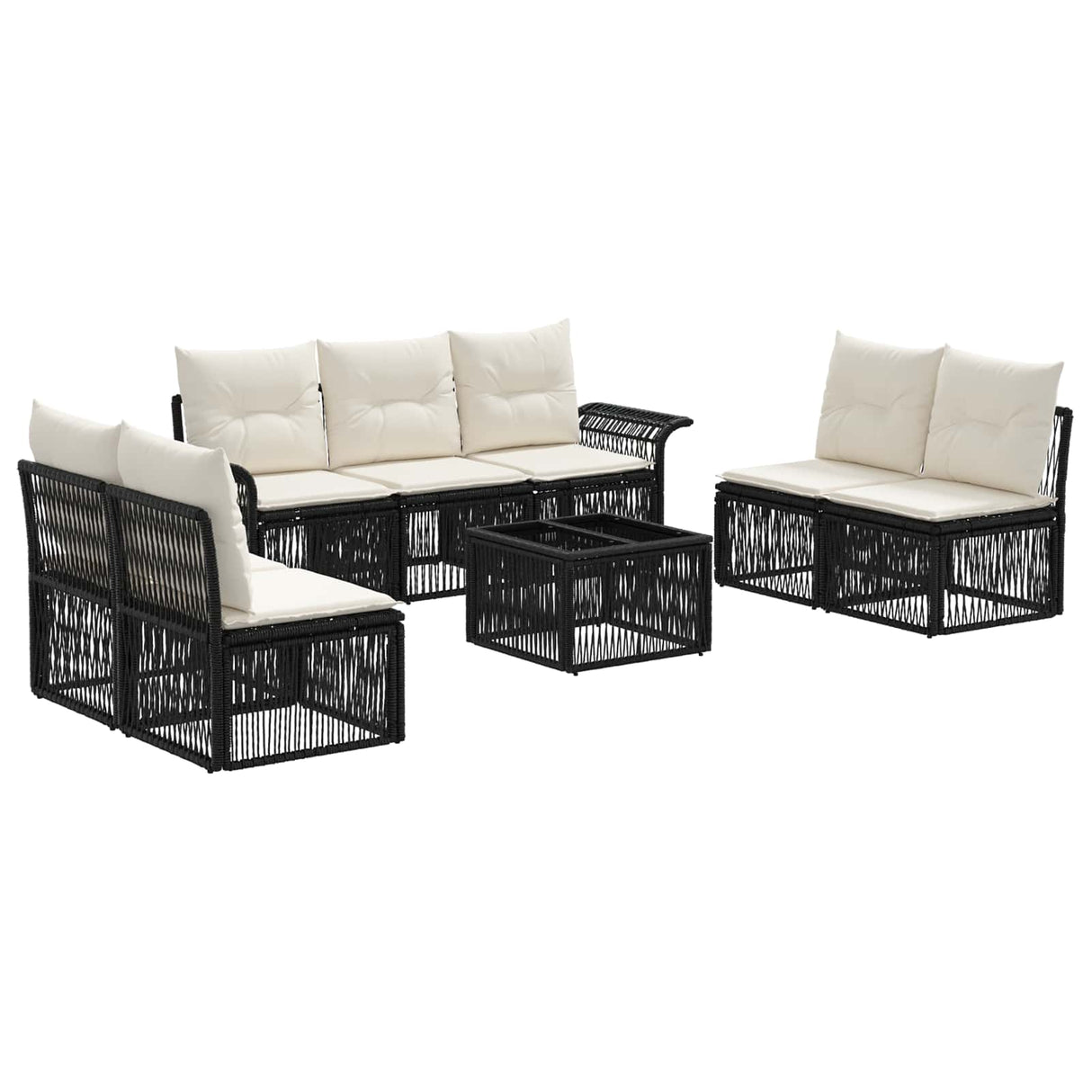 vidaXL Garden Sofa Set 8 pcs Black poly rattan