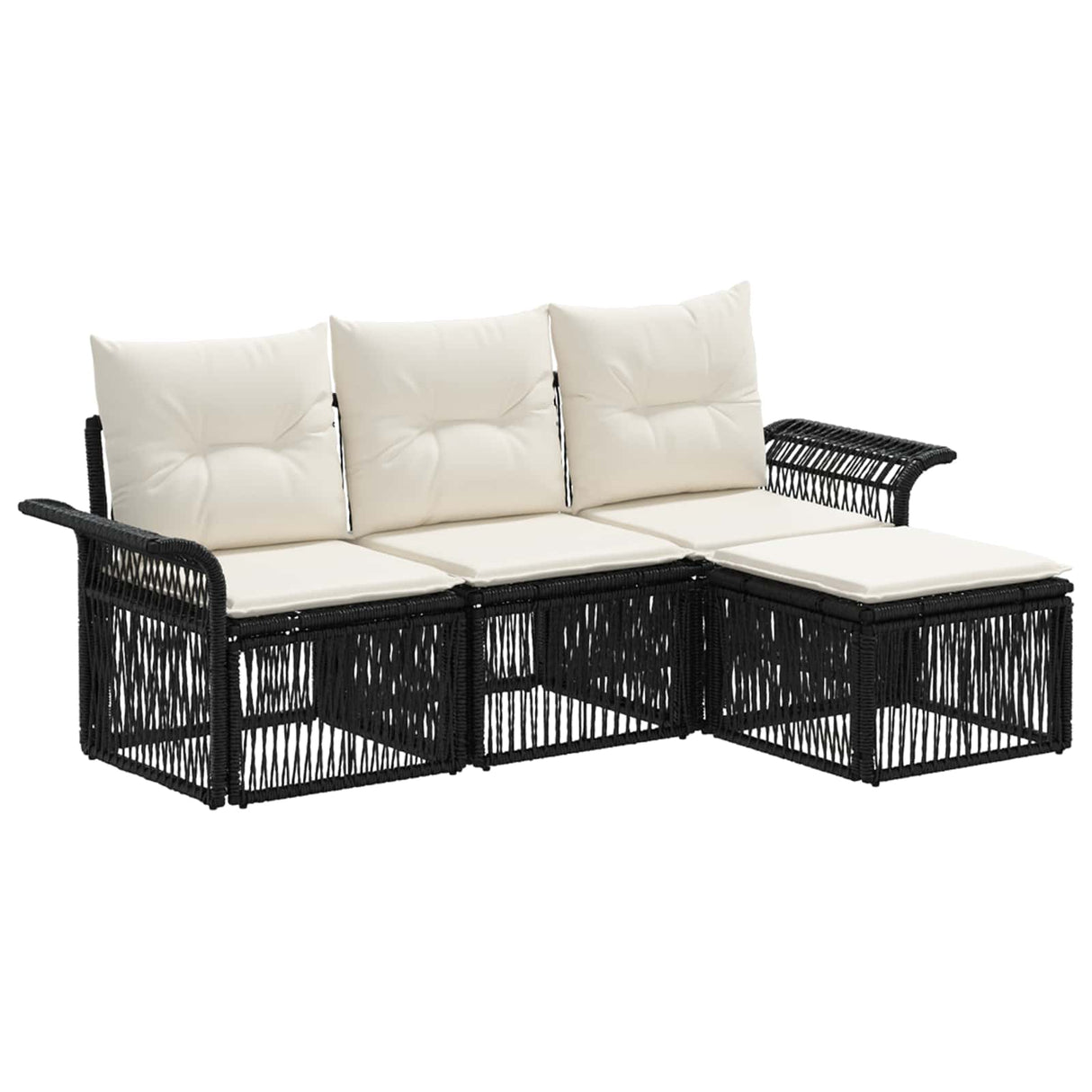 vidaXL Tuinbank Set 5 pcs Zwart poly rattan