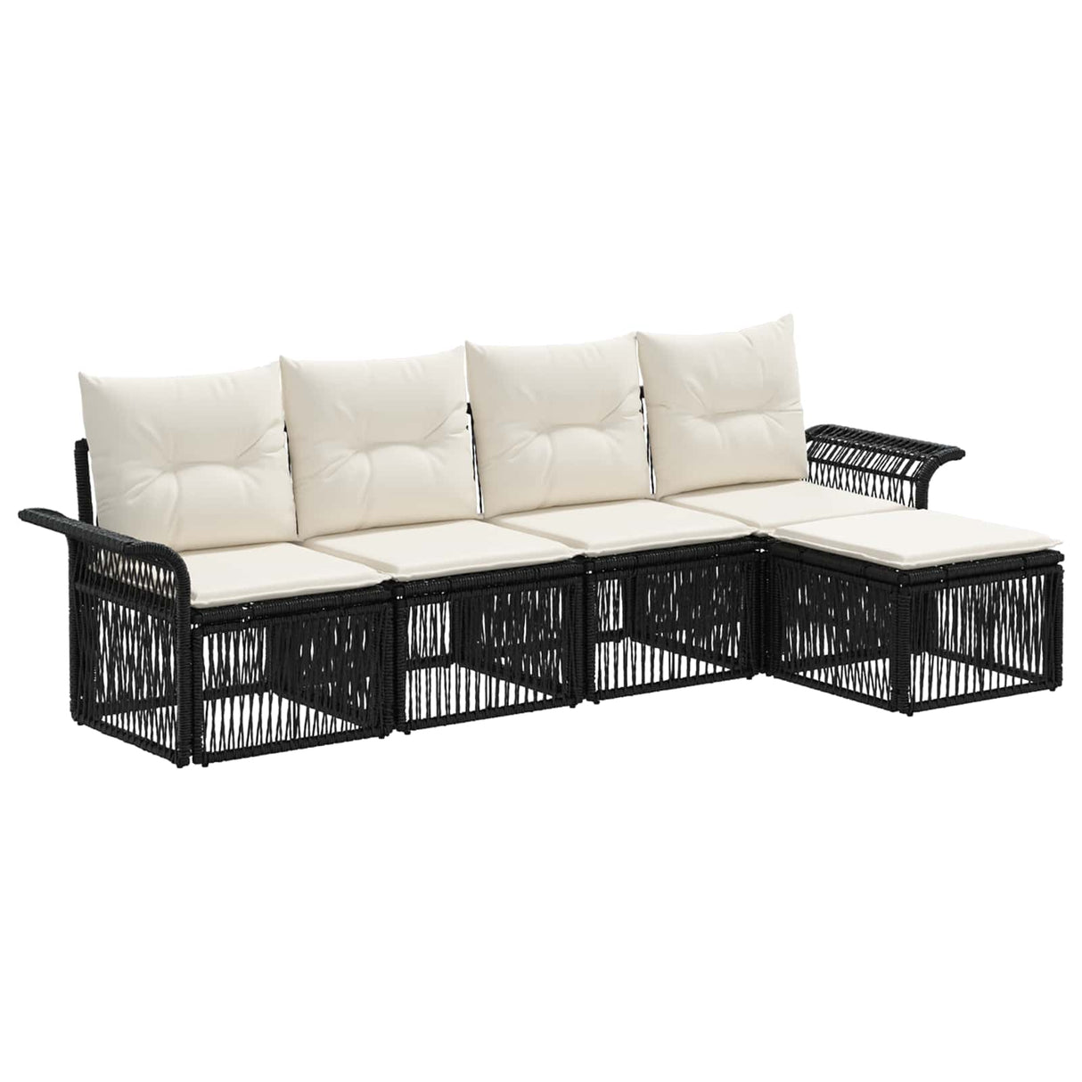 vidaXL Tuinbank Set 6 pcs Zwart poly rattan