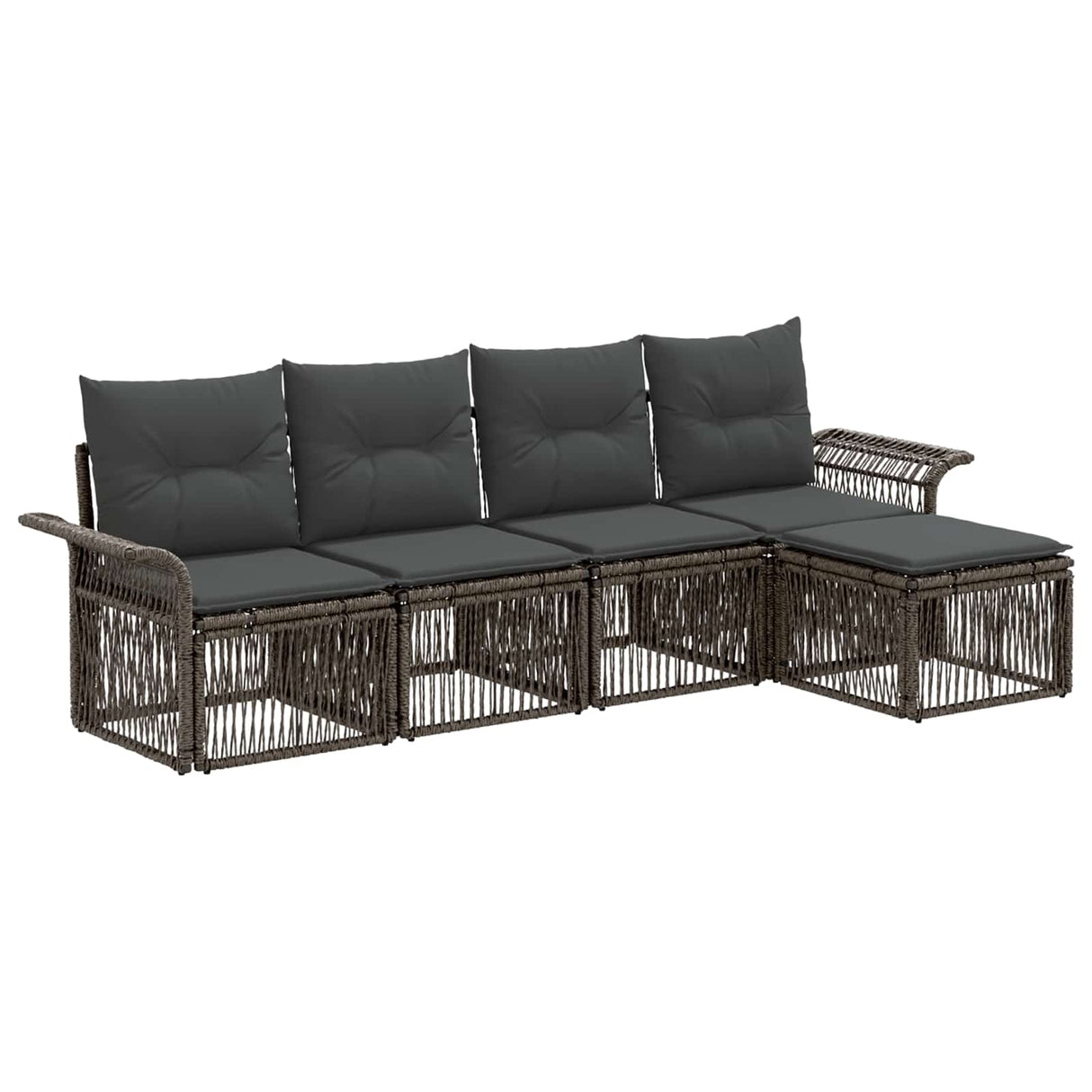 vidaXL Tuinbank Set 6 pcs Zwart poly rattan