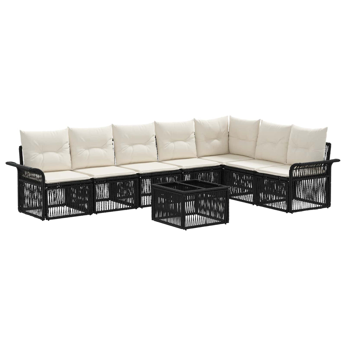 vidaXL Tuinbank Set 8 pcs Zwart poly rattan