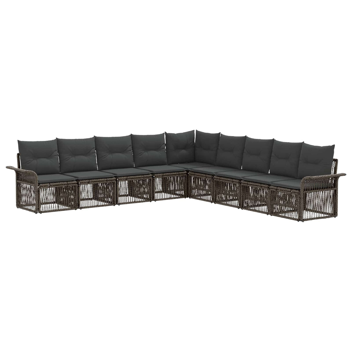vidaXL Garden Lounge Set 10 pcs Black poly rattan
