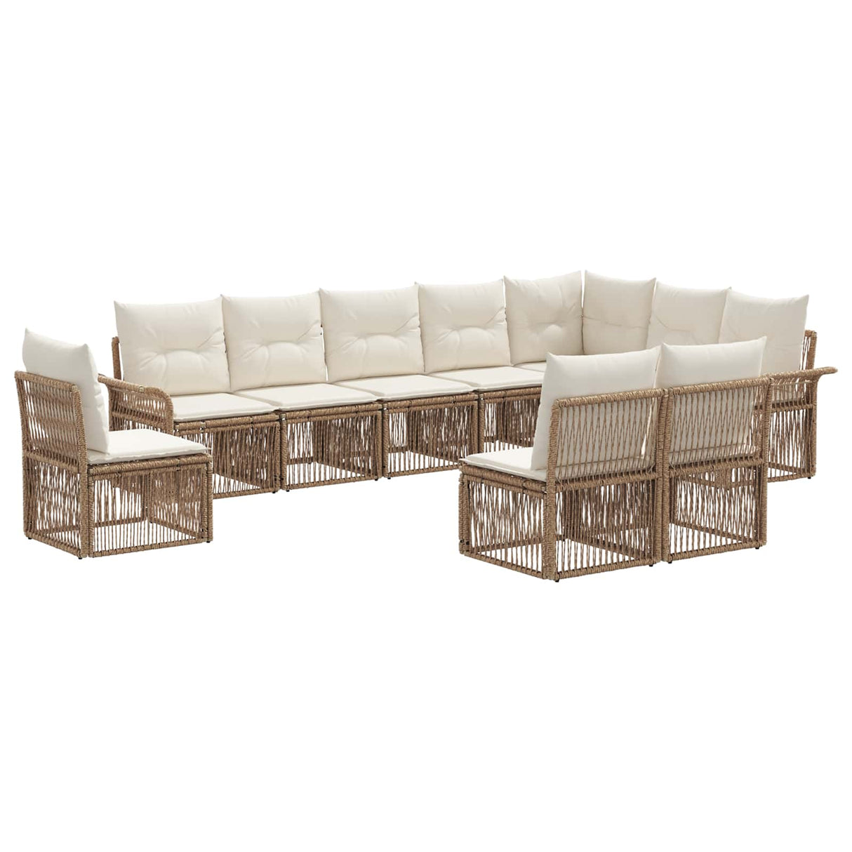vidaXL Tuinbank Set 11 pcs Zwart poly rattan