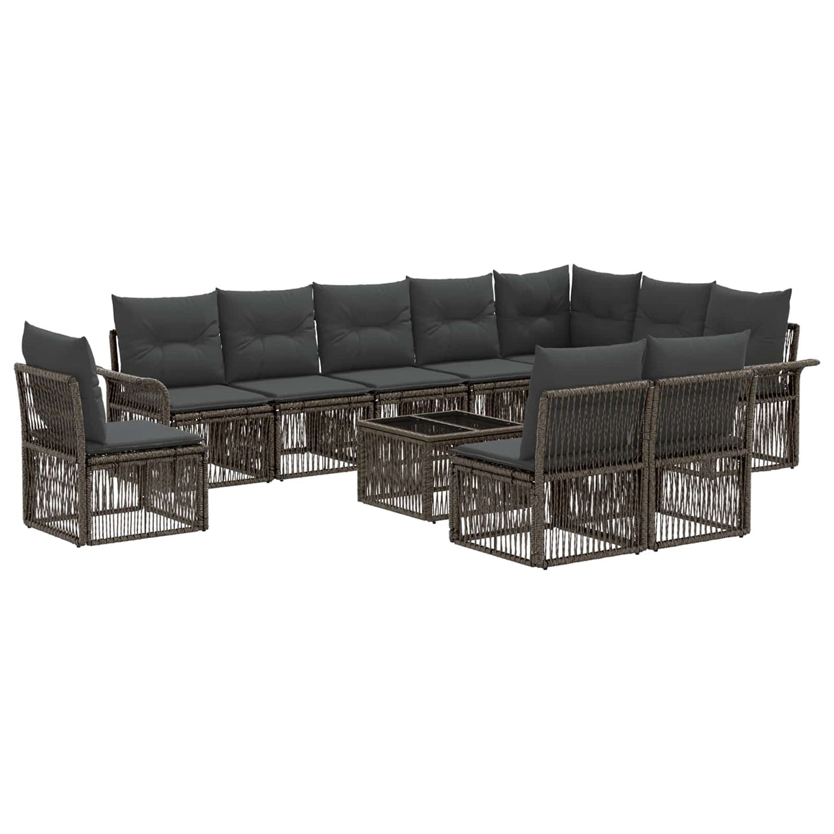 vidaXL Tuinbank Set 11 pcs Zwart poly rattan