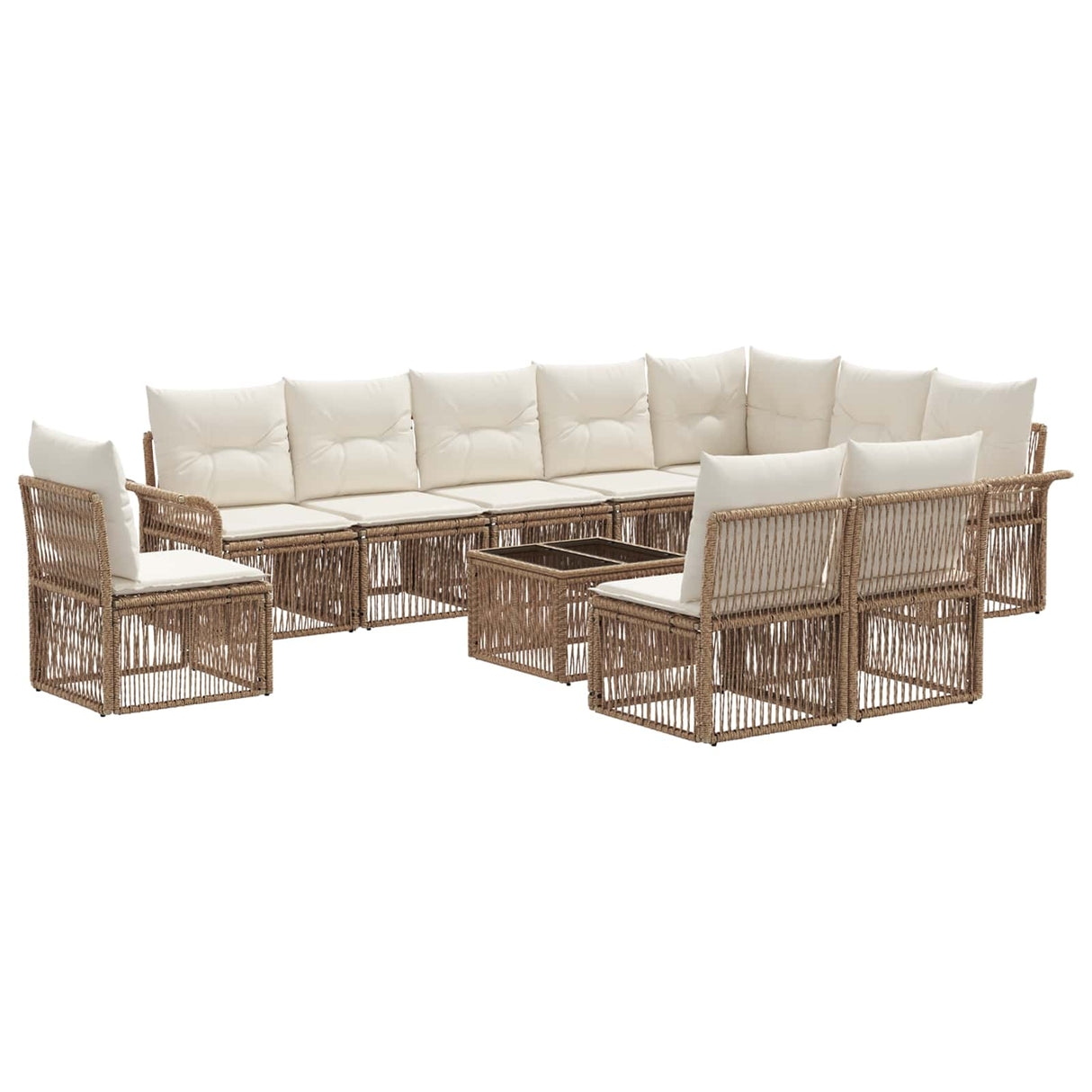 vidaXL Tuinbank Set 11 pcs Zwart poly rattan