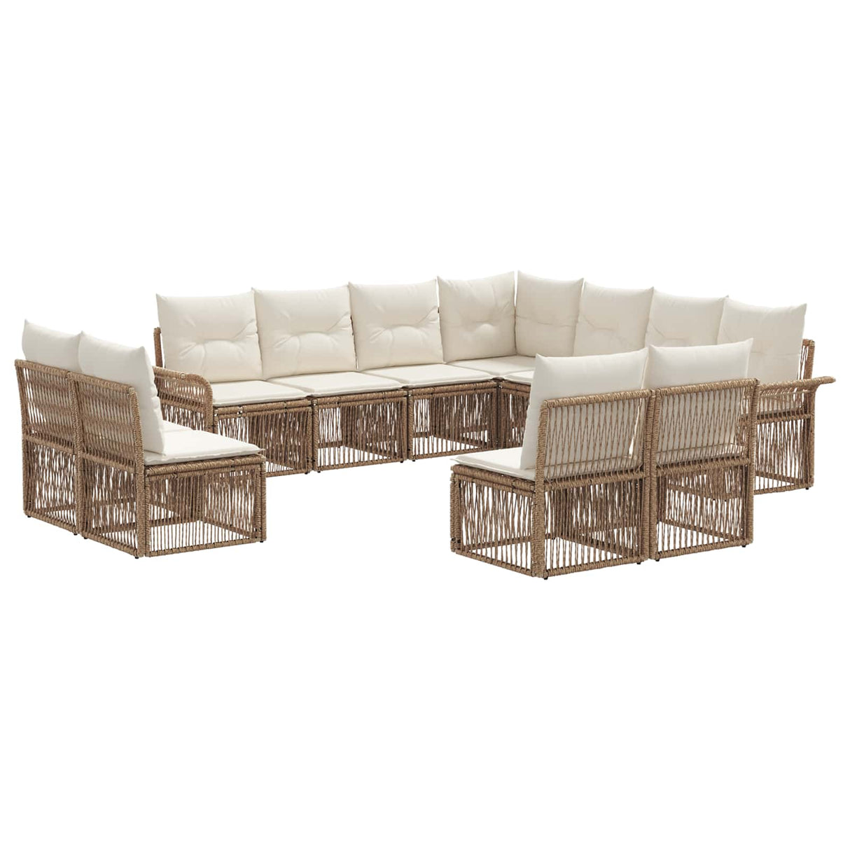 vidaXL Tuinbank Set 12 pcs Zwart poly rattan