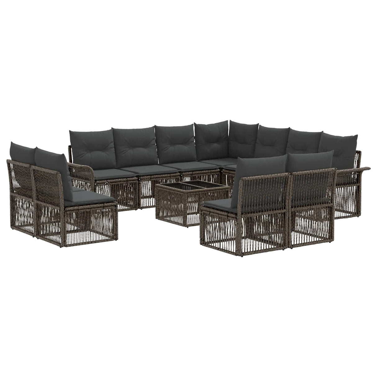 vidaXL Tuinbank Set 12 pcs Zwart poly rattan