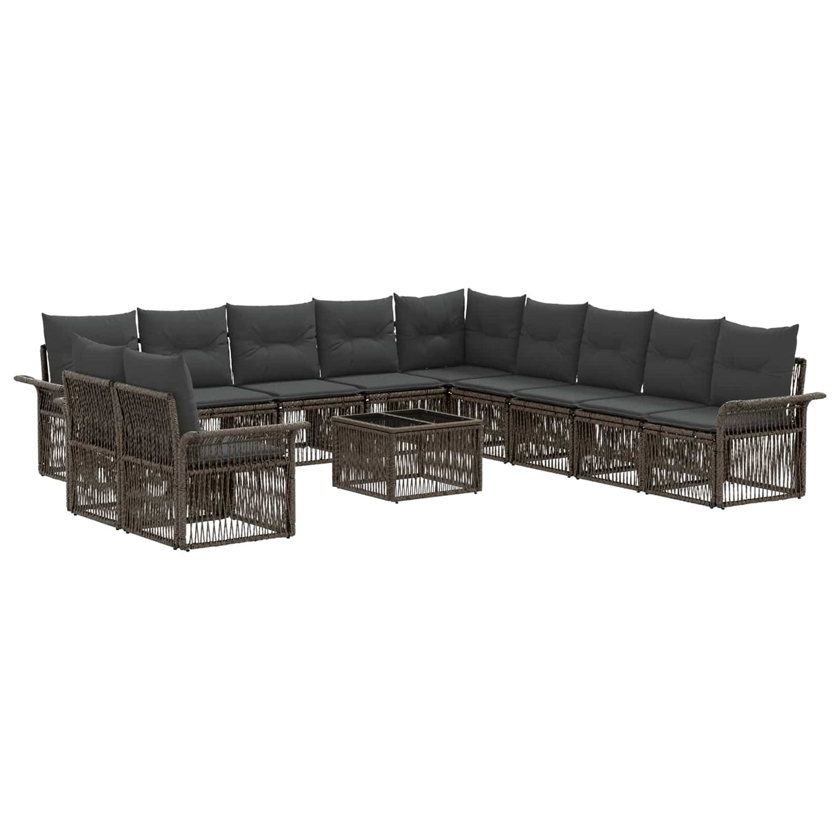 vidaXL Garden Sofa Set 12 pcs Black poly rattan