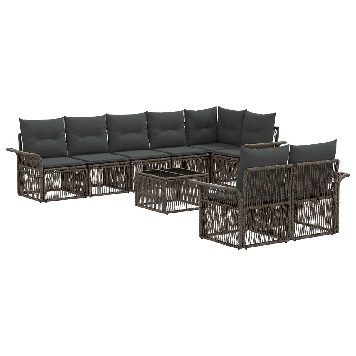 vidaXL Tuinbank Set 9 pcs Zwart poly rattan