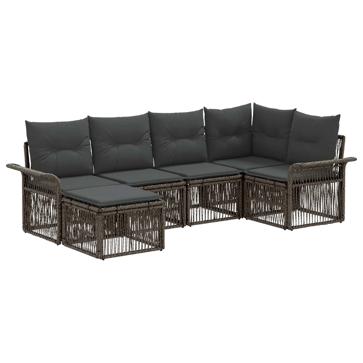 vidaXL Tuinbank Set 7 pcs Zwart poly rattan