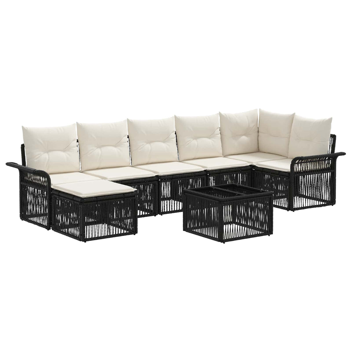 vidaXL Tuinbank Set 8 pcs Zwart poly rattan