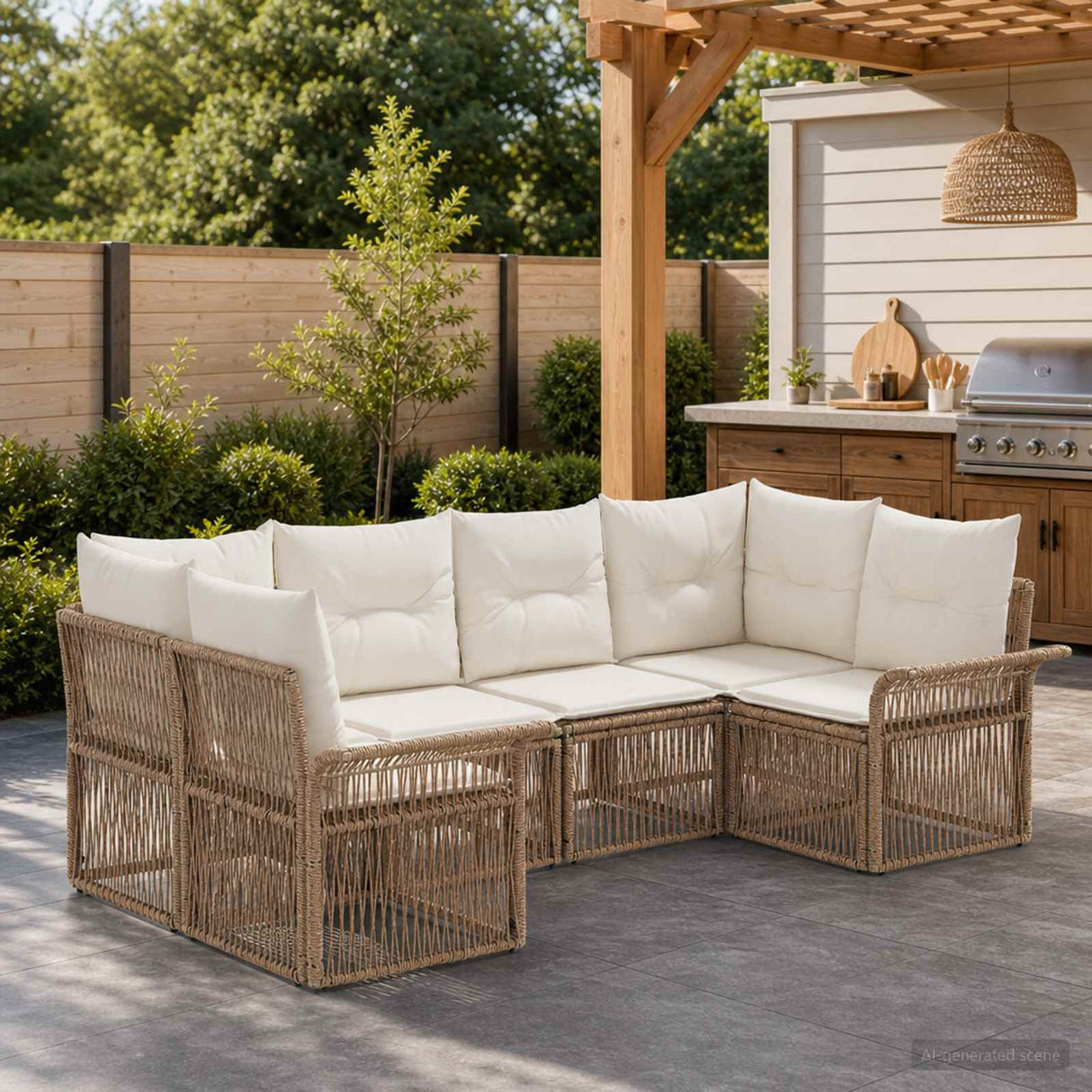 vidaXL Tuinbank Set 6 st 6-Aantal zitplaatsen Zwart poly rattan