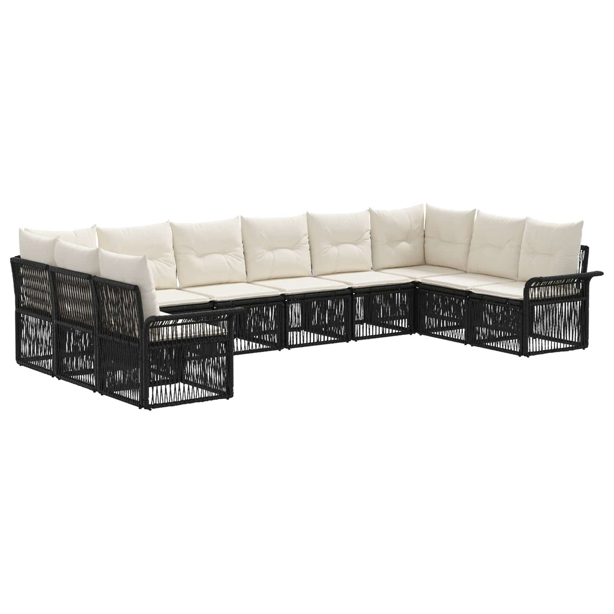 vidaXL Garden Sofa Set 11 pcs Black poly rattan