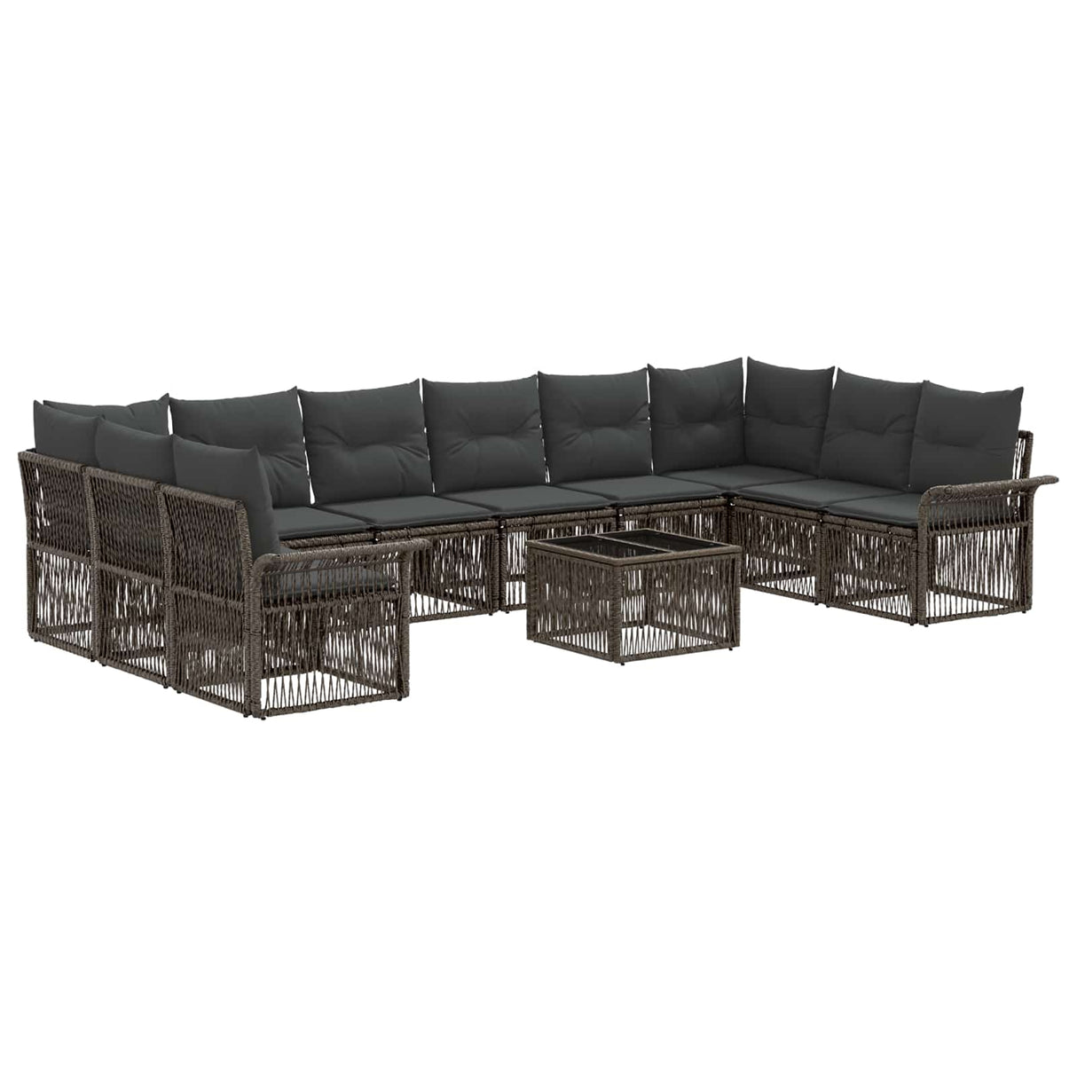 vidaXL Garden Sofa Set 11 pcs Black poly rattan