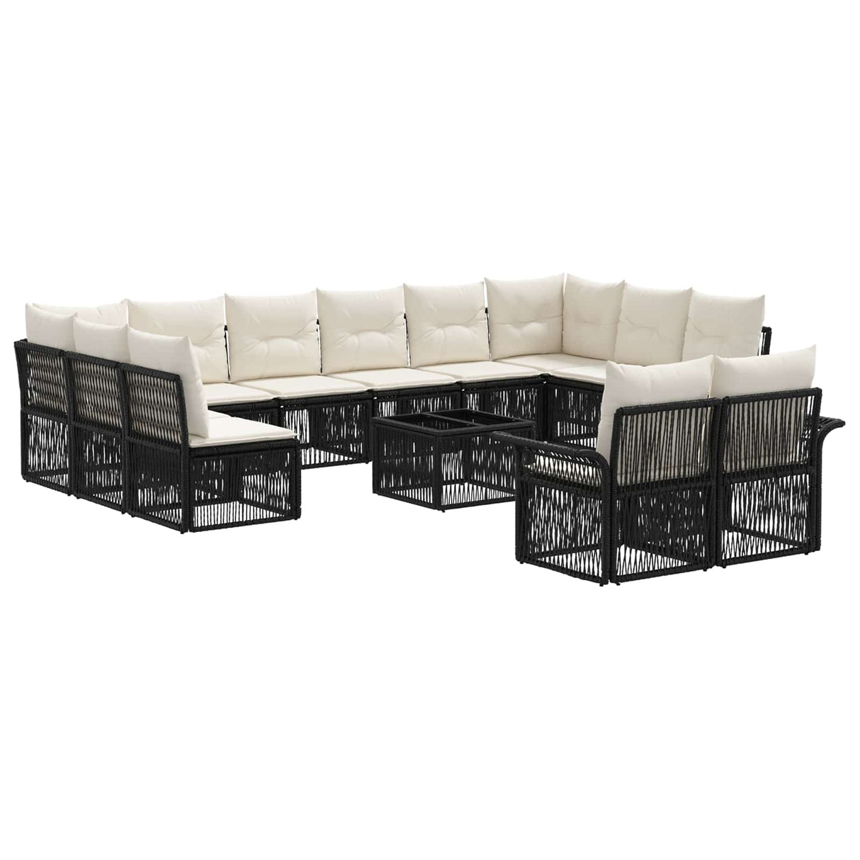 vidaXL Garden Sofa Set 13 pcs Black poly rattan