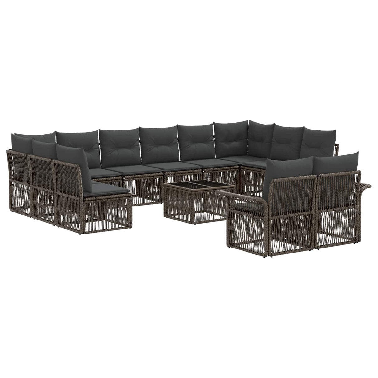 vidaXL Garden Sofa Set 13 pcs Black poly rattan