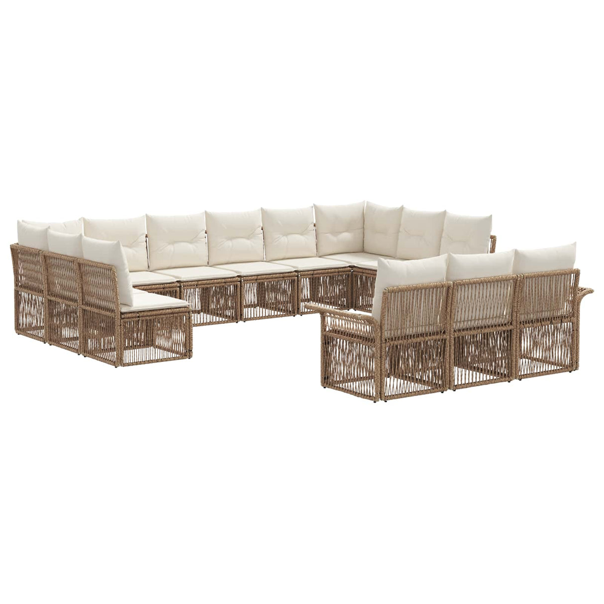 vidaXL Tuinbank Set 14 pcs Zwart poly rattan