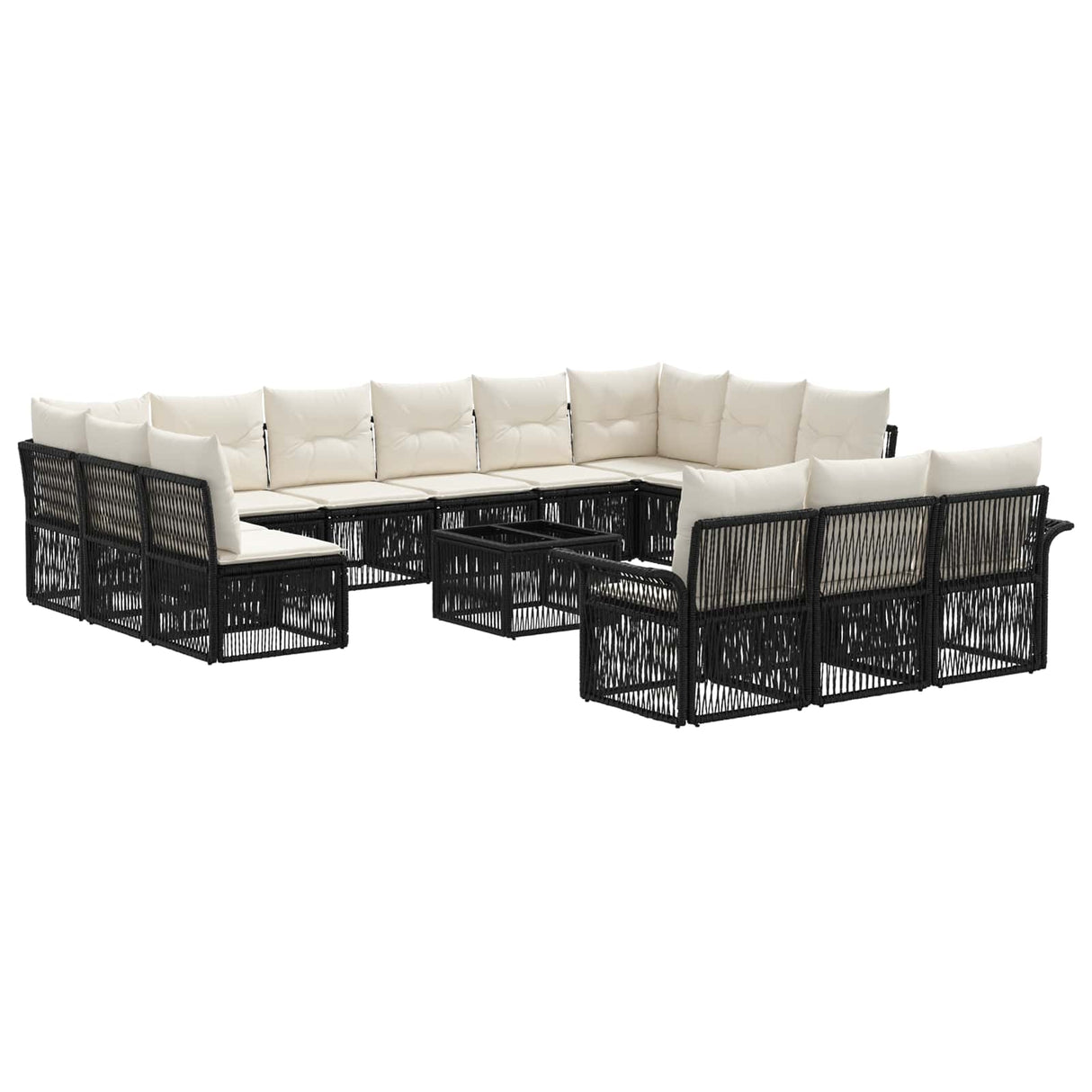 vidaXL Tuinbank Set 14 pcs Zwart poly rattan