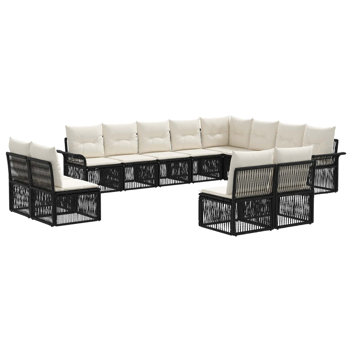 vidaXL Garden Lounge Set 13 pcs Black poly rattan