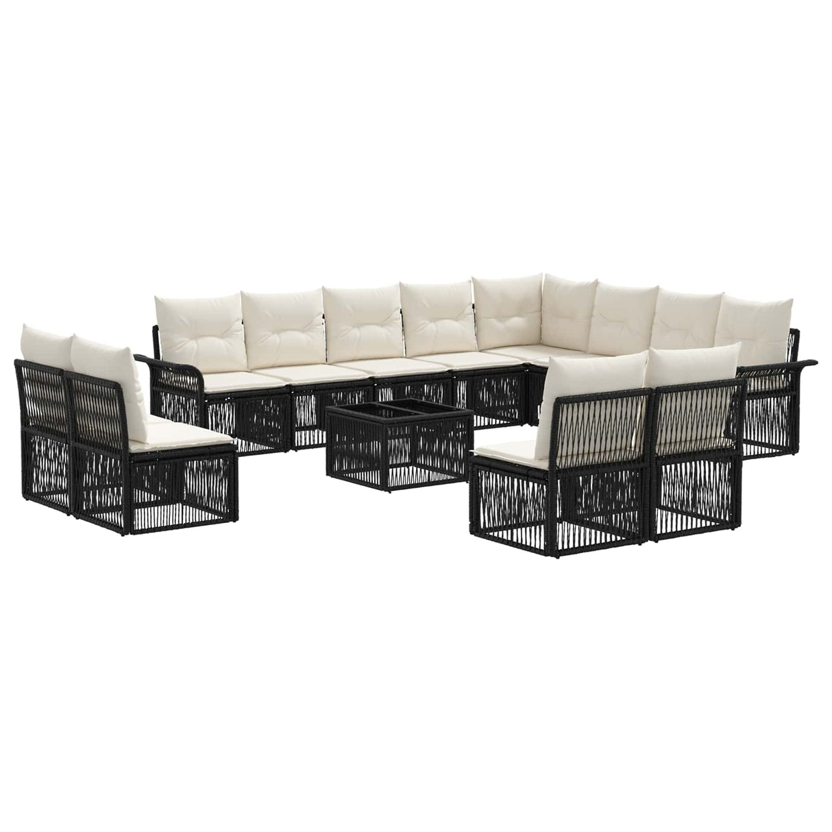 vidaXL Garden Lounge Set 13 pcs Black poly rattan