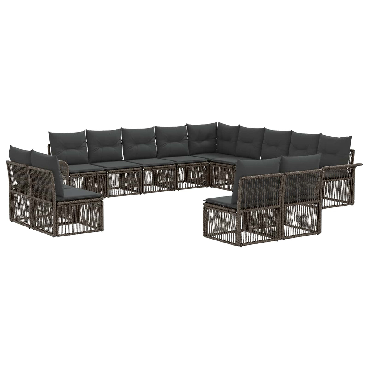vidaXL Tuinbank Set 14 pcs Zwart poly rattan
