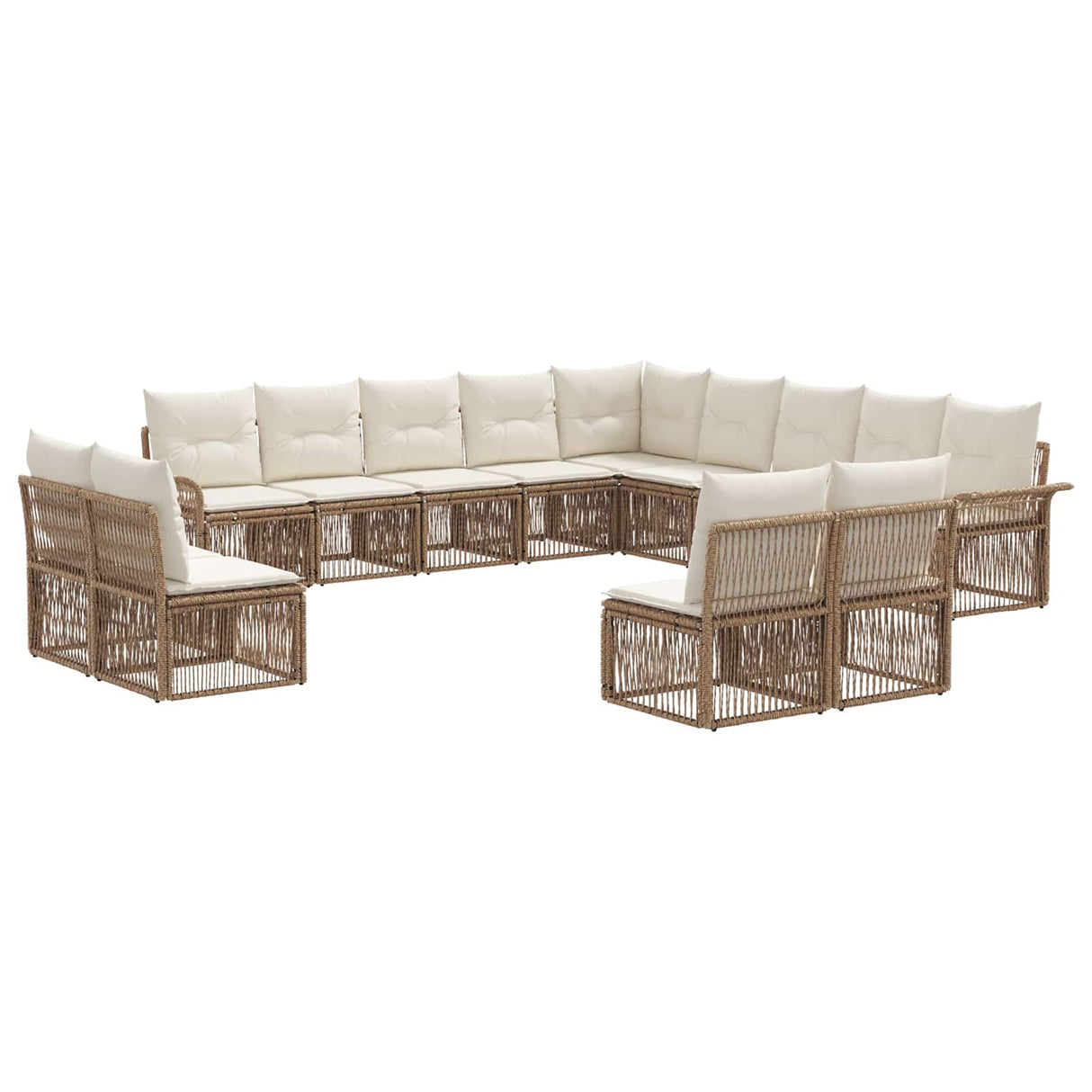 vidaXL Tuinbank Set 14 pcs Zwart poly rattan