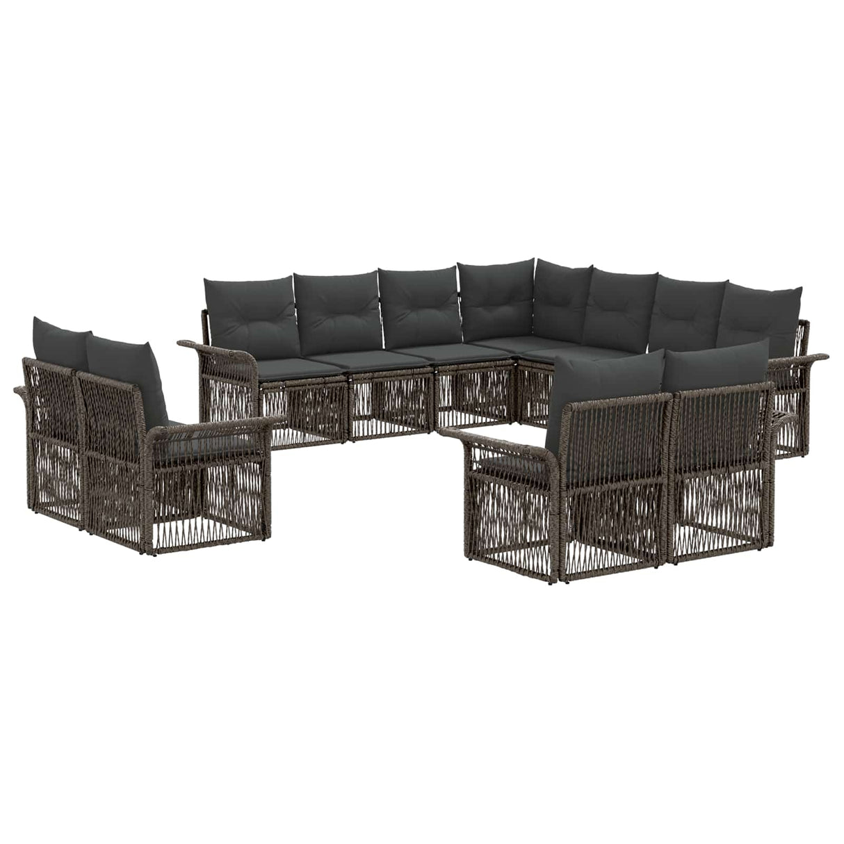 vidaXL Tuinbank Set 12 pcs Zwart en Crème Wit poly rattan