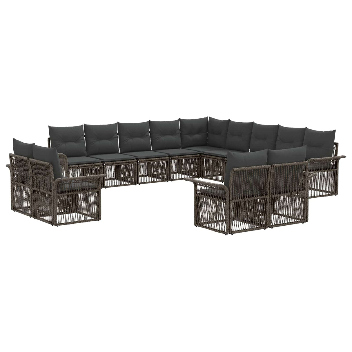vidaXL Tuinbank Set 14 pcs Zwart en Crème Wit poly rattan