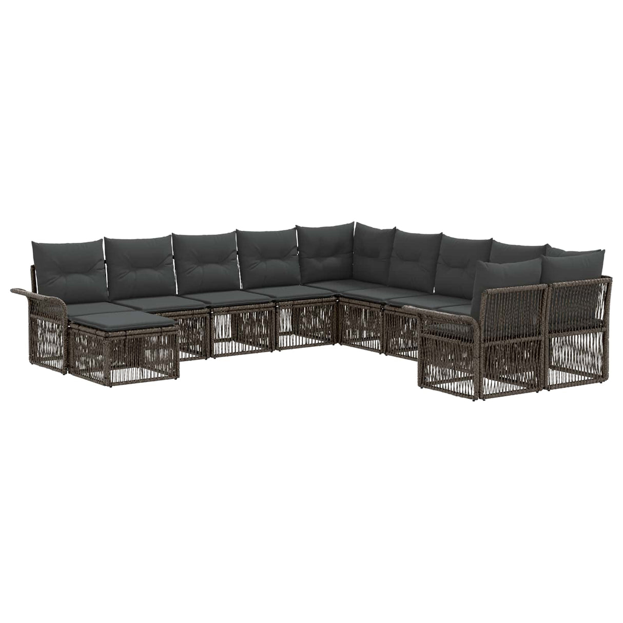 vidaXL Tuinbank Set 12 pcs Zwart en Crème Wit poly rattan
