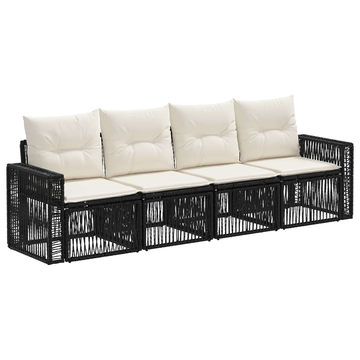 vidaXL Garden Lounge Set 5 Pieces Black and Cream White Poly Rattan